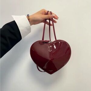 Alaia Burgundy Patent Heart Mini Bag